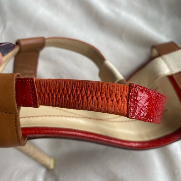 Kate Spade Red and Brown Heels with T-Strap Design - Picture 10 of 14
